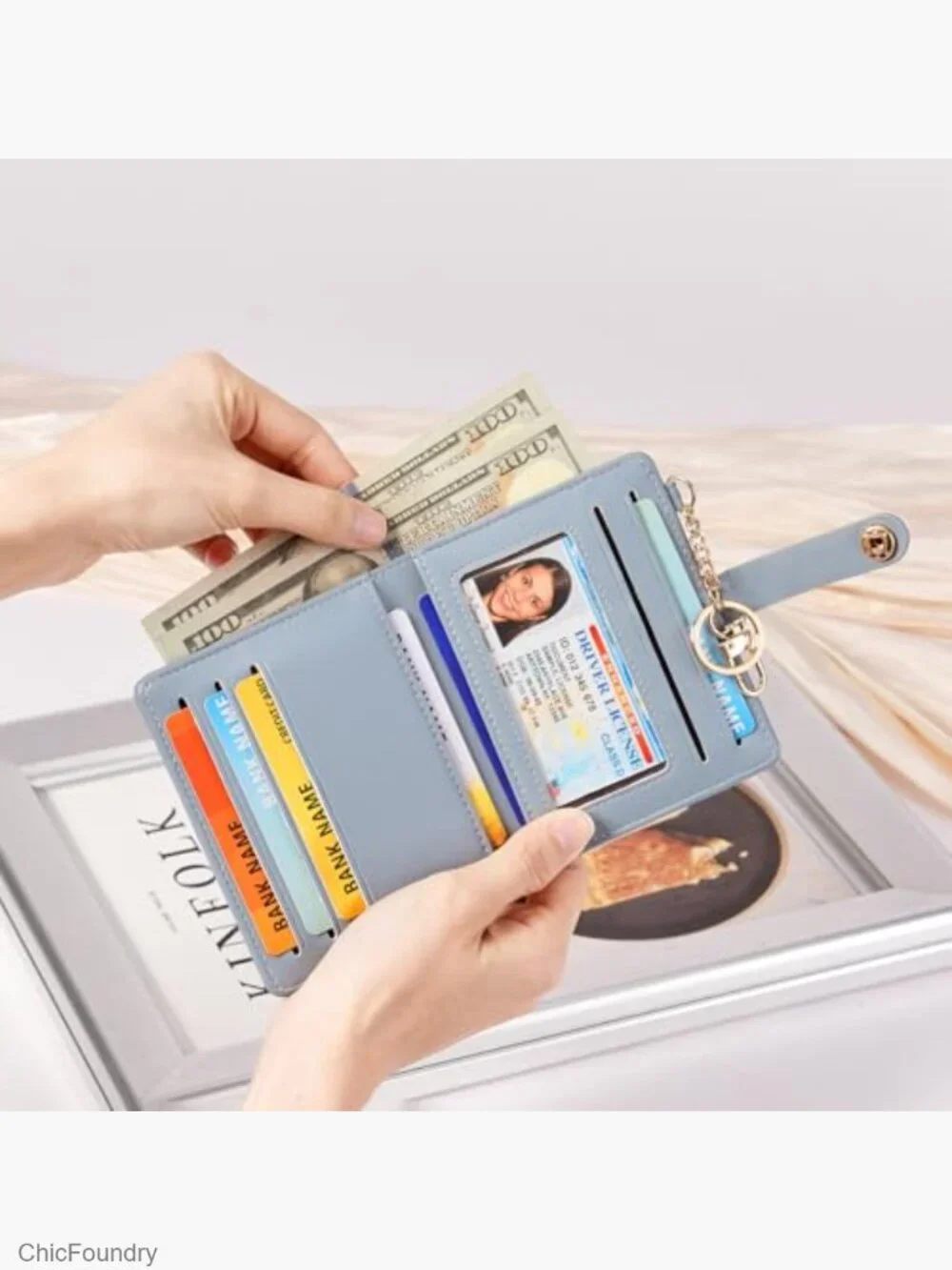 Slim RFID Blocking Bifold Wallet with Change Pocket ID Window - Picture 2 of 7